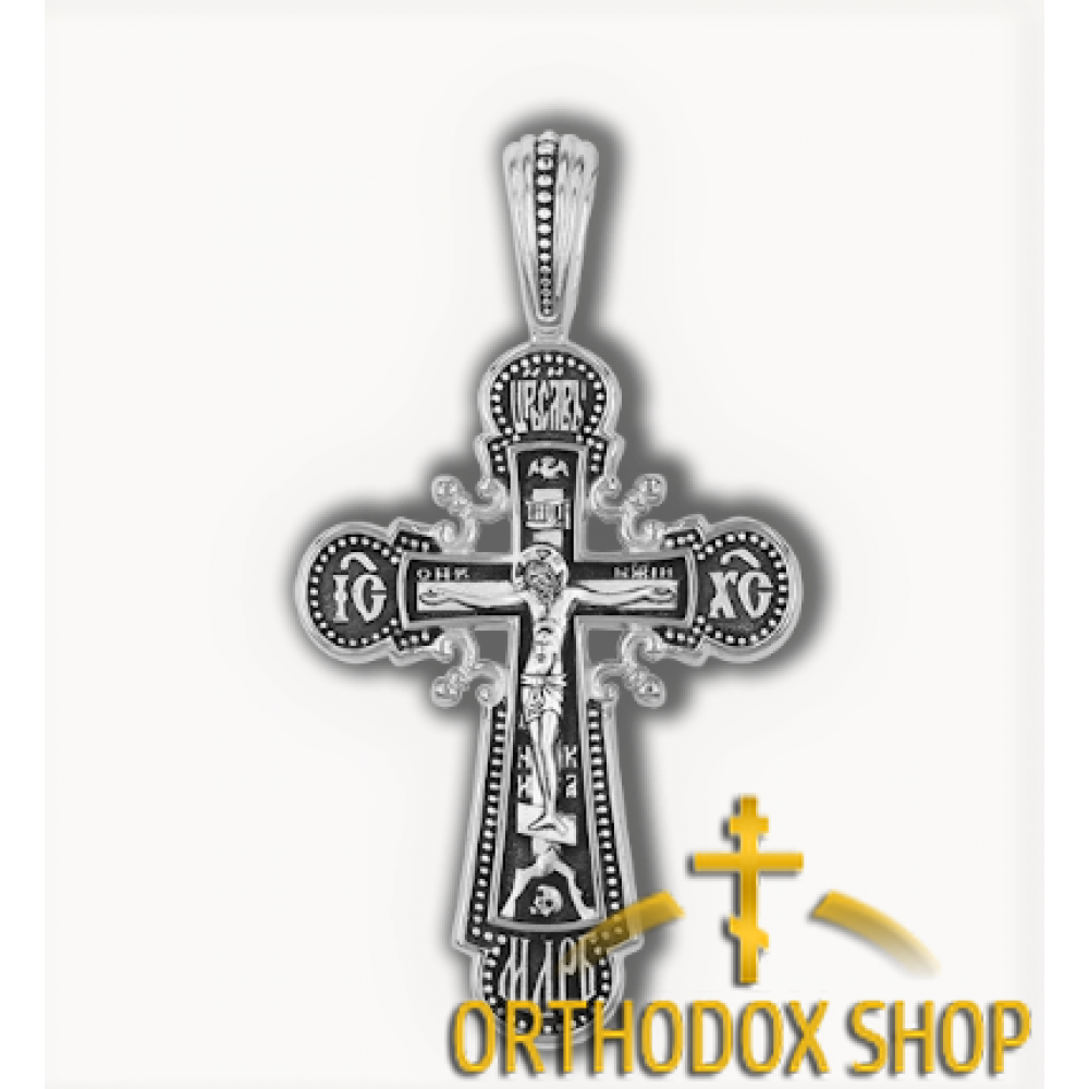 Православный Серебряный нательный Крестик-18062. Освященный