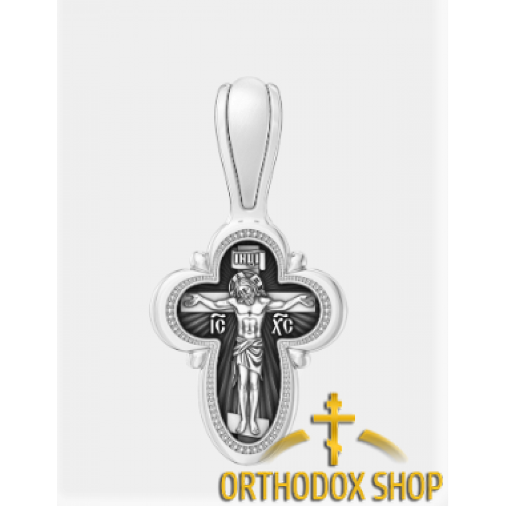 Православный Серебряный нательный Крестик-18073. Освященный