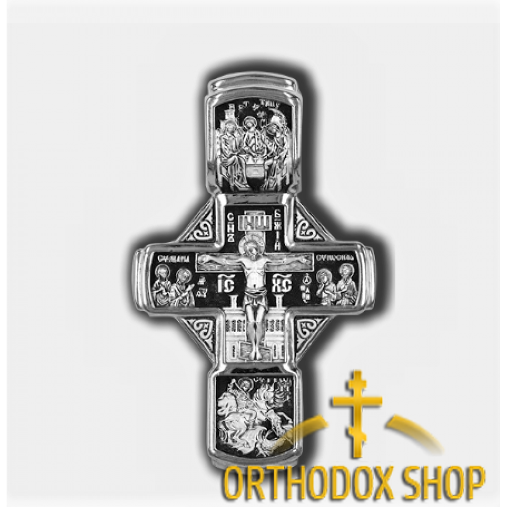 Православный Серебряный нательный Крестик-18246. Освященный