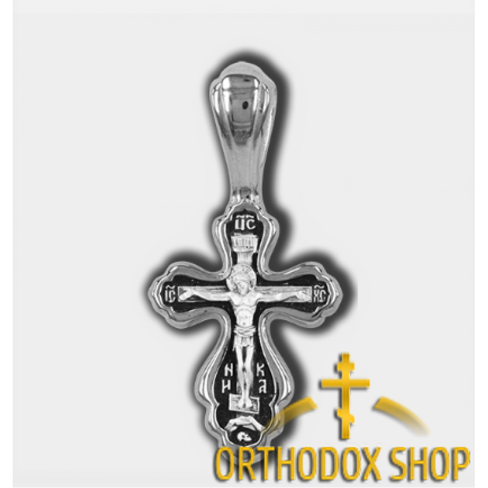 Православный Серебряный нательный Крестик-18329. Освященный