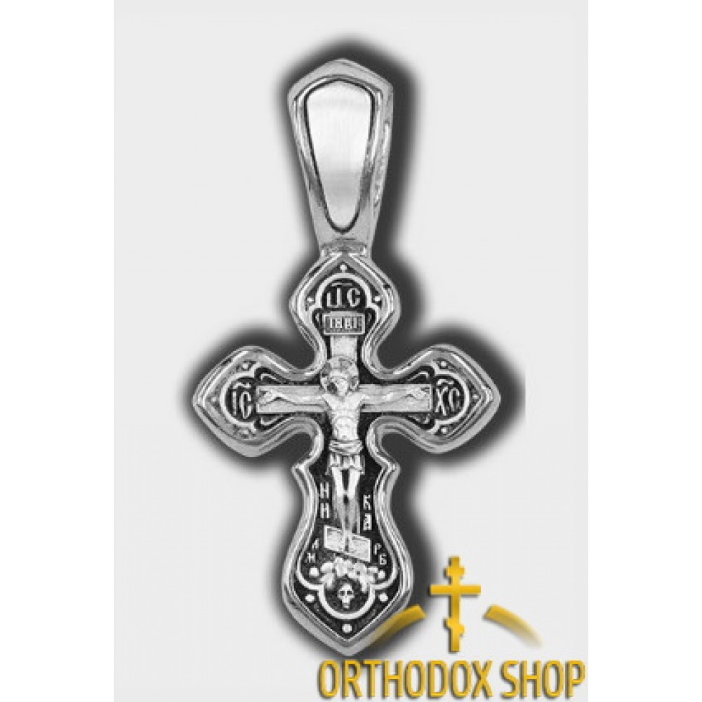 Православный Серебряный нательный Крестик-18336. Освященный