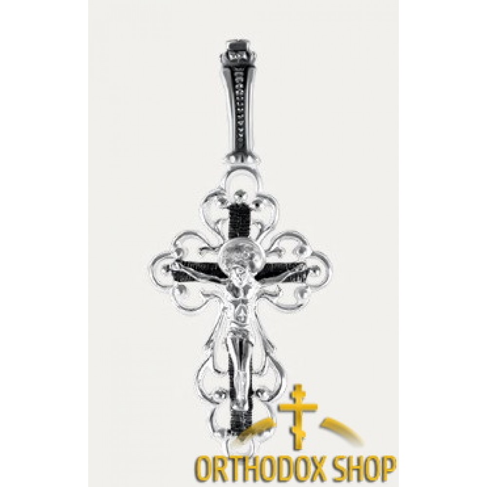 Православный Серебряный нательный Крестик, Освященный-3555