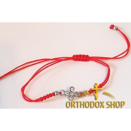 Плетеный красный браслет с Крестом, Освященный