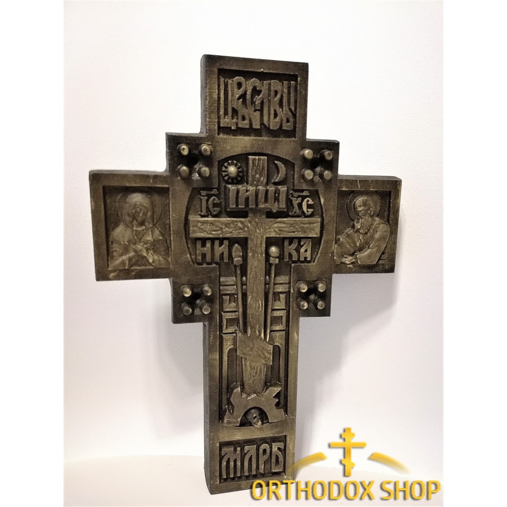 Православный деревянный резной крест с распятием, Размер 26,5 х 18 cm. Освященный