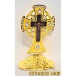 Православный крест с белыми камнями и распятием, Размер 8,5 х 5 cm. Освященный