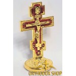 Православный крест с распятием и красным рандом, Размер 5,5 х 3 cm. Освященный