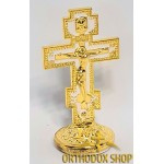 Православный крест с распятием и белым рандом, Размер 5,5 х 3 cm. Освященный