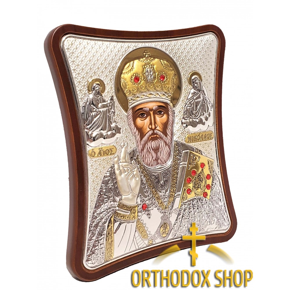 Серебряная Икона Николай Чудотворец. Освященная