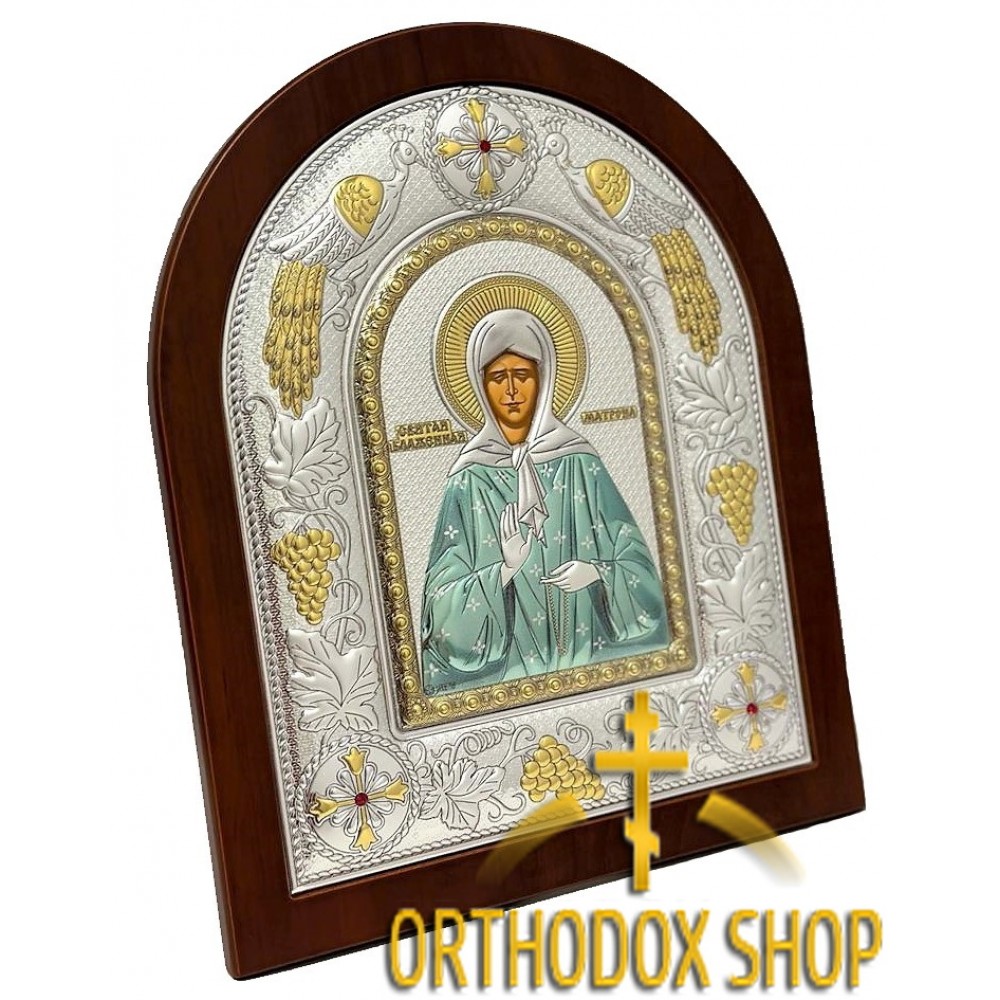 Большая Серебряная Икона Святая Матрона. Освященная
