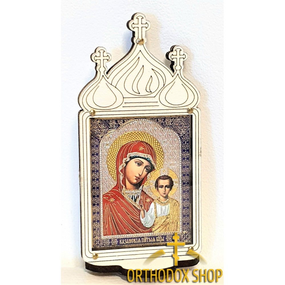 Маленькая настольная деревянная икона Богоматерь Казанская, Освященная