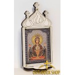 Маленькая настольная деревянная икона Богоматерь Неупиваемая Чаша, Освященная